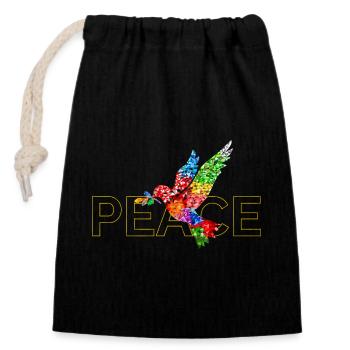 Peace - Closable cotton gift bag (14x20cm) - black - Front