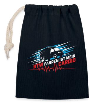 RTW Ambulanz Rettungswagen Rettungsdienst Sanität - Verschließbarer Geschenkbeutel aus Baumwolle (14x20cm) - Navy - Vorne