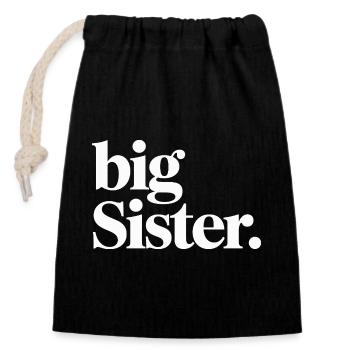 Typographie de la Grande Sœur - Sac cadeau en coton avec cordon (14 x 20 cm) - noir - Devant