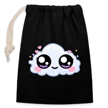 Cloud Eyes Kawaii – Soft Dreamy Eyes - Sac cadeau en coton avec cordon (14 x 20 cm) - noir - Devant