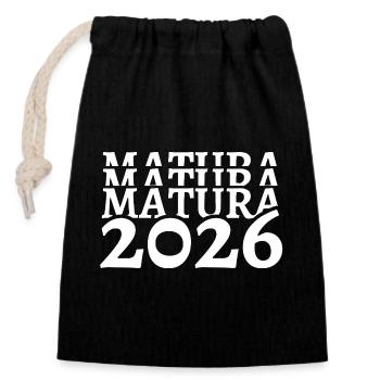 Matura 2026 Schulende Schulabschluss Gymnasium - Verschließbarer Geschenkbeutel aus Baumwolle (14x20cm) - Schwarz - Vorne