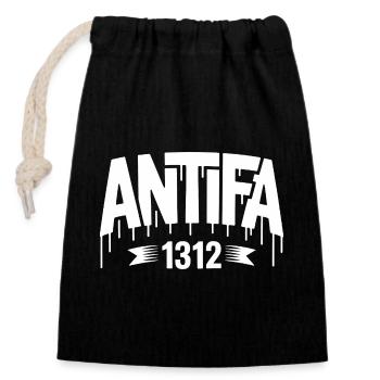 Antifa 1312 – Antifa Tee - Verschließbarer Geschenkbeutel aus Baumwolle (14x20cm) - Schwarz - Vorne