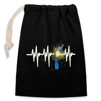 Fallas de Valencia Battement de cœur - Sac cadeau en coton avec cordon (14 x 20 cm) - noir - Devant