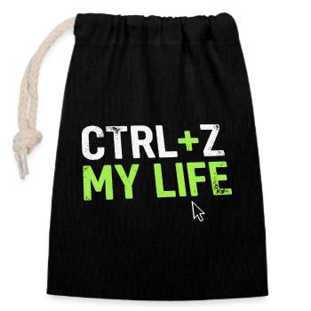 Developer Fun Shirt, CTRL + Z My Life - Closable cotton gift bag (14x20cm) - black - Front