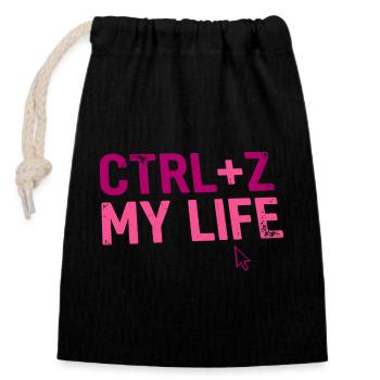 Developer Fun Bag, CTRL + Z My Life - Closable cotton gift bag (14x20cm) - black - Front