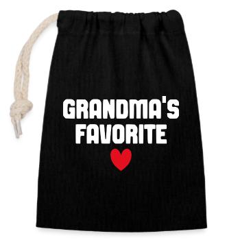 Grandma’s Favorite Cute Heart Typography - Closable cotton gift bag (14x20cm) - black - Front