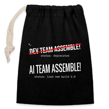 Assemblage de l’équipe IA – Typographie - Sac cadeau en coton avec cordon (14 x 20 cm) - noir - Devant