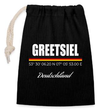 Greetsiel - Verschließbarer Geschenkbeutel aus Baumwolle (14x20cm) - Schwarz - Vorne