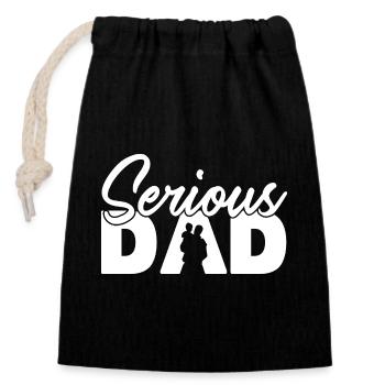 Serious Dad Father Silhouette Family - Closable cotton gift bag (14x20cm) - black - Front