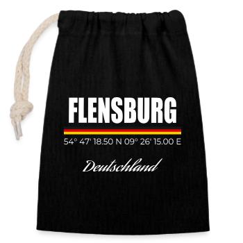 Flensburg - Verschließbarer Geschenkbeutel aus Baumwolle (14x20cm) - Schwarz - Vorne