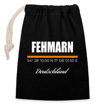 Fehmarn - Verschließbarer Geschenkbeutel aus Baumwolle (14x20cm) - Schwarz - Vorne