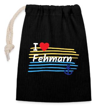 J’adore le look côtier de Fehmarn - Sac cadeau en coton avec cordon (14 x 20 cm) - noir - Devant