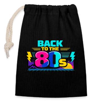 Back to the 80s Neon - Closable cotton gift bag (14x20cm) - black - Front