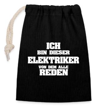 Arbeit Elektriker - Verschließbarer Geschenkbeutel aus Baumwolle (14x20cm) - Schwarz - Vorne