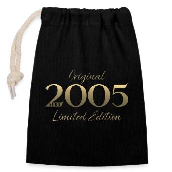 Cadeau du 21e anniversaire Mari Original avril 2005 - Sac cadeau en coton avec cordon (14 x 20 cm) - noir - Devant