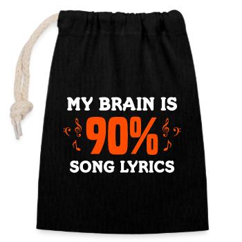 90 % de conception de clés et notes de théorie musicale - Sac cadeau en coton avec cordon (14 x 20 cm) - noir - Devant