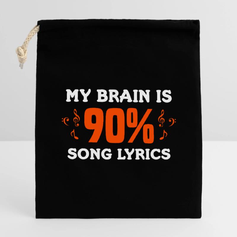 90 % de conception de clés et notes de théorie musicale Sac cadeau en coton avec cordon (14 x 20 cm)