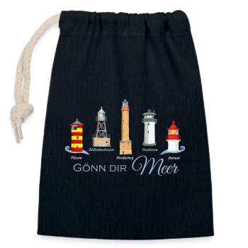 Gönn Dir Meer Leuchtturm Kollektion - Verschließbarer Geschenkbeutel aus Baumwolle (14x20cm) - Navy - Vorne