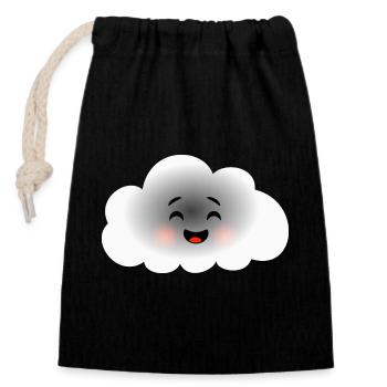 Happy Cloud - Sac cadeau en coton avec cordon (14 x 20 cm) - noir - Devant