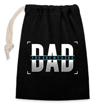 Papa, tu es mon héros Chemise - Sac cadeau en coton avec cordon (14 x 20 cm) - noir - Devant
