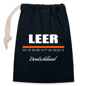 Leer - Verschließbarer Geschenkbeutel aus Baumwolle (14x20cm) - Navy - Vorne
