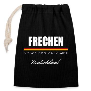 Frechen - Verschließbarer Geschenkbeutel aus Baumwolle (14x20cm) - Schwarz - Vorne