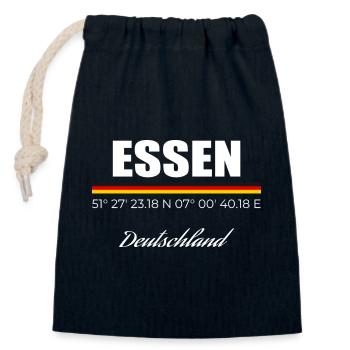 Essen - Verschließbarer Geschenkbeutel aus Baumwolle (14x20cm) - Navy - Vorne