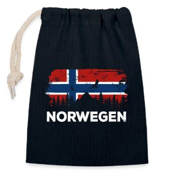 Norwegen Silhouette - Urlaub Natur Flagge - Verschließbarer Geschenkbeutel aus Baumwolle (14x20cm) - Navy - Vorne