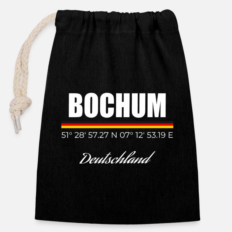 Bochum - Verschließbarer Geschenkbeutel aus Baumwolle (14x20cm) - Schwarz
