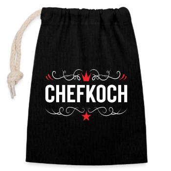 Chefkoch Kochen - Verschließbarer Geschenkbeutel aus Baumwolle (14x20cm) - Schwarz - Vorne