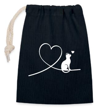 Cat - Closable cotton gift bag (14x20cm) - navy - Front