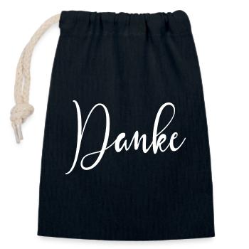 DANKE DANKESCHÖN - DANK DIR GESCHENK DANKBARKEIT - Verschließbarer Geschenkbeutel aus Baumwolle (14x20cm) - Navy - Vorne