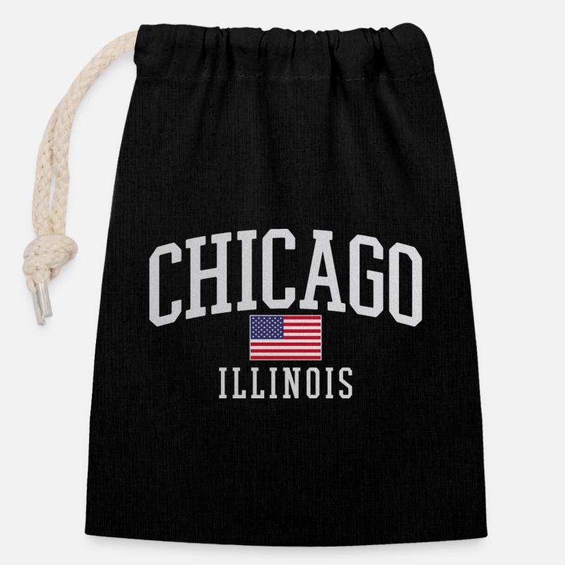 Chicago Flag Arc Emblem - Closable cotton gift bag (14x20cm) - black
