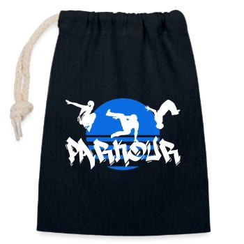 Parkour - Closable cotton gift bag (14x20cm) - navy - Front