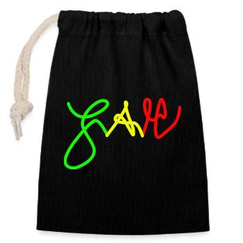 Jah en Trio couleurs Rouge Or Vert - Sac cadeau en coton avec cordon (14 x 20 cm) - noir - Devant
