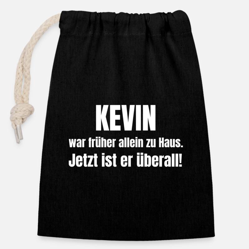 Kevin seul à la maison - Sac cadeau en coton avec cordon (14 x 20 cm) - noir