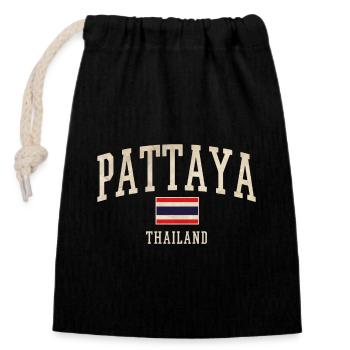 Pattaya Thailand Vintage Script - Verschließbarer Geschenkbeutel aus Baumwolle (14x20cm) - Schwarz - Vorne