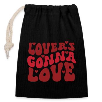 Les amoureux vont aimer - Sac cadeau en coton avec cordon (14 x 20 cm) - noir - Devant
