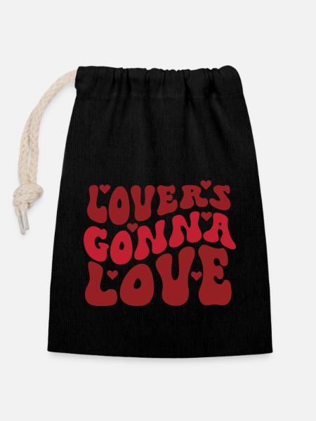 Les amoureux vont aimer - Sac cadeau en coton avec cordon (14 x 20 cm) - noir
