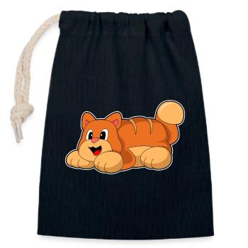 Katze Brot  - Verschließbarer Geschenkbeutel aus Baumwolle (14x20cm) - Navy - Vorne