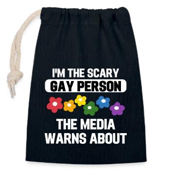 Rainbow Flowers Gay Pride Cadeau drôle LGBT - Sac cadeau en coton avec cordon (14 x 20 cm) - bleu marine - Devant