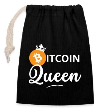 Bitcoin Queen & Bitcoin King - Sac cadeau en coton avec cordon (14 x 20 cm) - noir - Devant