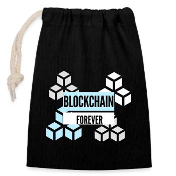 Blockchain Forever tshirt cryptos - Closable cotton gift bag (14x20cm) - black - Front