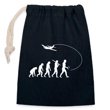 Evolution of the pilot - Closable cotton gift bag (14x20cm) - navy - Front