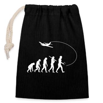Evolution of the pilot - Closable cotton gift bag (14x20cm) - black - Front