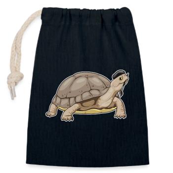 Peintre de tortue peinture au pinceau - Sac cadeau en coton avec cordon (14 x 20 cm) - bleu marine - Devant