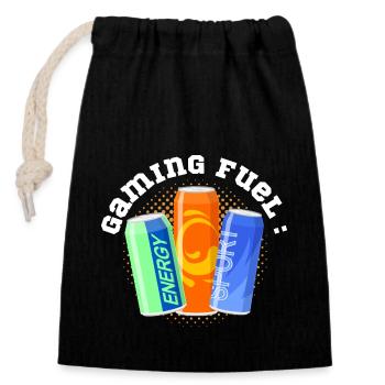 Boissons énergisantes Gaming Fuel - Sac cadeau en coton avec cordon (14 x 20 cm) - noir - Devant