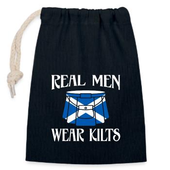 Ecosse Les vrais hommes portent des kilts - Sac cadeau en coton avec cordon (14 x 20 cm) - bleu marine - Devant