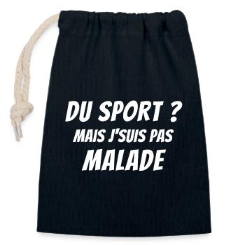 sport, sport humour, sportif du dimanche - Sac cadeau en coton avec cordon (14 x 20 cm) - bleu marine - Devant