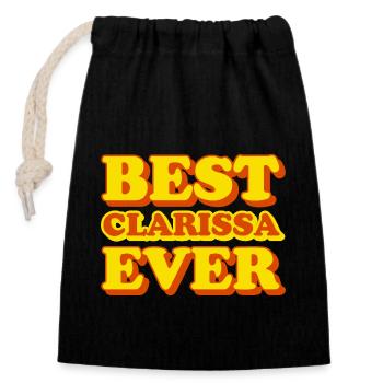 Clarissa First Name Funny Gift - Closable cotton gift bag (14x20cm) - black - Front